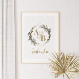 Personalizuotas plakatas „Poros inicialai ir pavardė“
