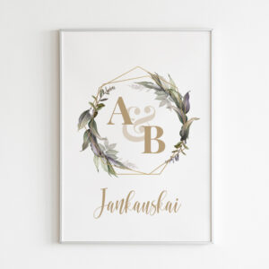 Personalizuotas plakatas „Poros inicialai ir pavardė“