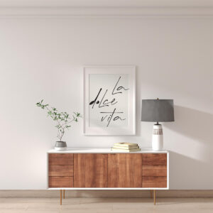 Plakatas „La Dolce Vita“ baltos sp.